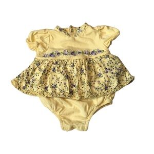Little Me Girl Yellow Floral Cotton Summer Baby Dress 3 Months